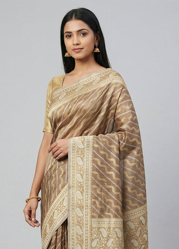 Cream Tissue Silk Saree With Blouse Piece