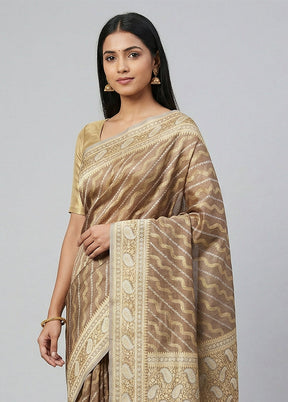 Cream Tissue Silk Saree With Blouse Piece