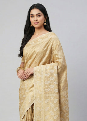 Cream Tissue Silk Saree With Blouse Piece