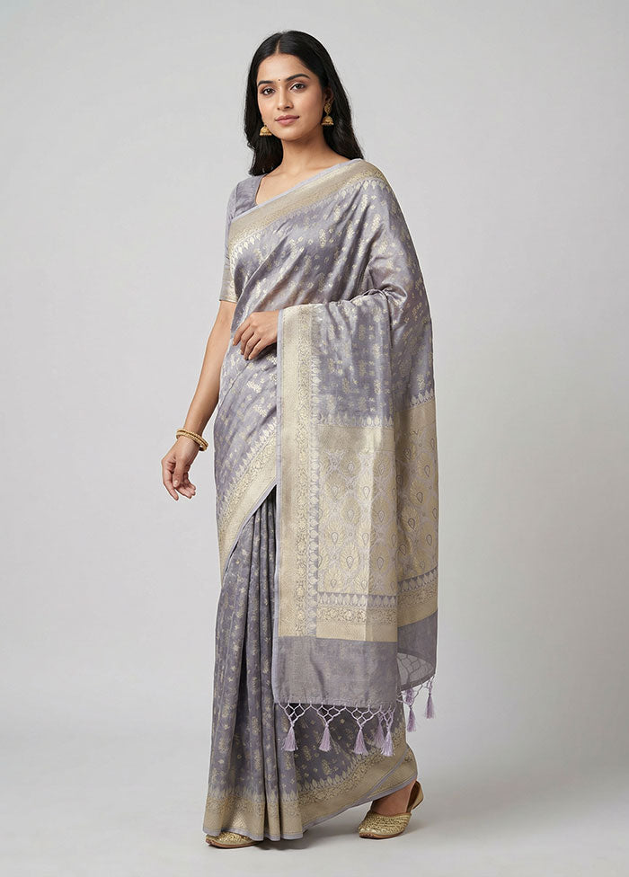 Purple Tissue Silk Saree With Blouse Piece