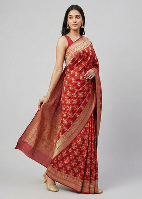Pink Kora Silk Saree With Blouse Piece