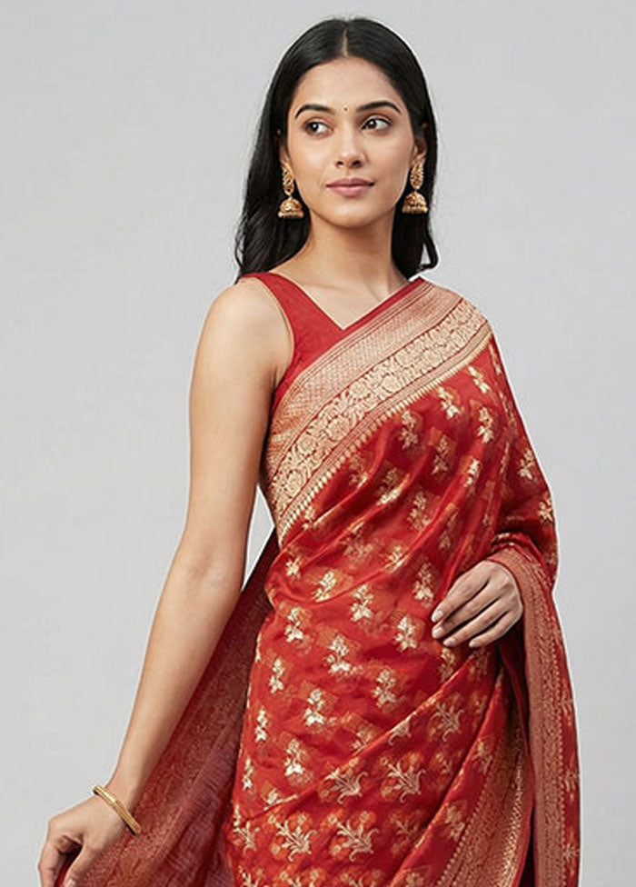 Pink Kora Silk Saree With Blouse Piece
