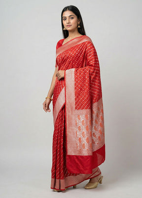 Pink Kora Silk Saree With Blouse Piece