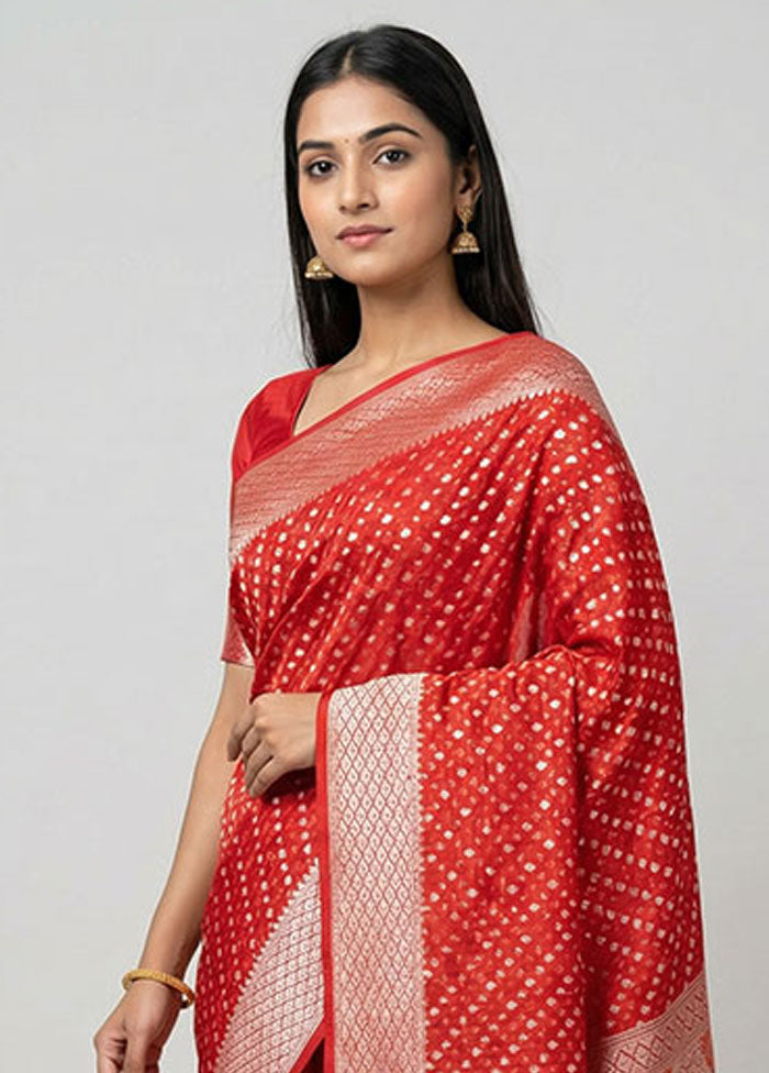 Pink Kora Silk Saree With Blouse Piece