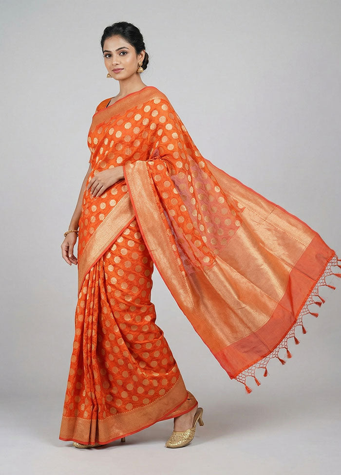 Pink Kora Silk Saree With Blouse Piece