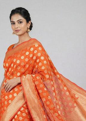 Pink Kora Silk Saree With Blouse Piece
