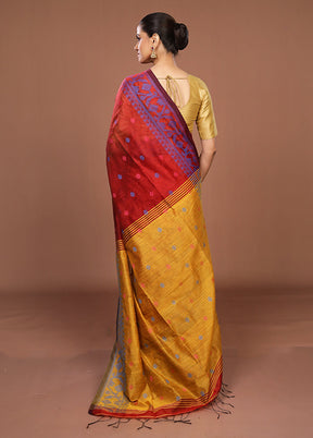 Yellow Matka Silk Saree With Blouse Piece