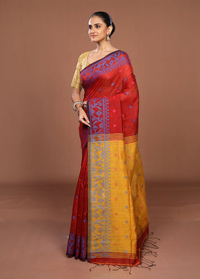 Yellow Matka Silk Saree With Blouse Piece