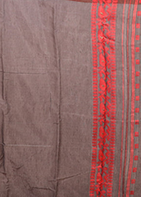 Grey Jamdani Cotton Saree Without Blouse Piece