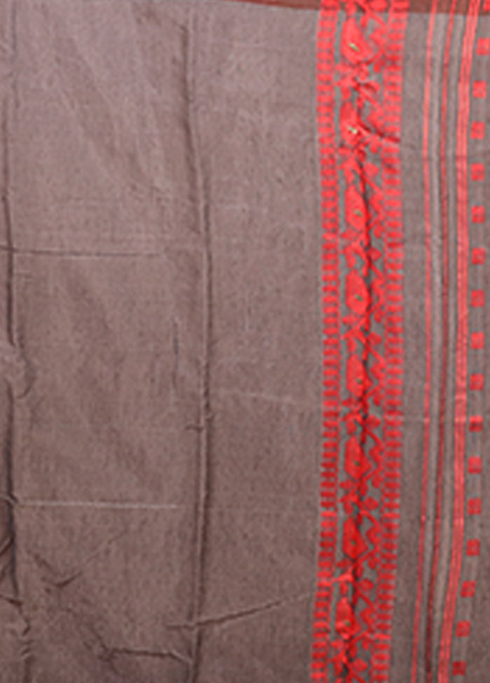 Grey Jamdani Cotton Saree Without Blouse Piece