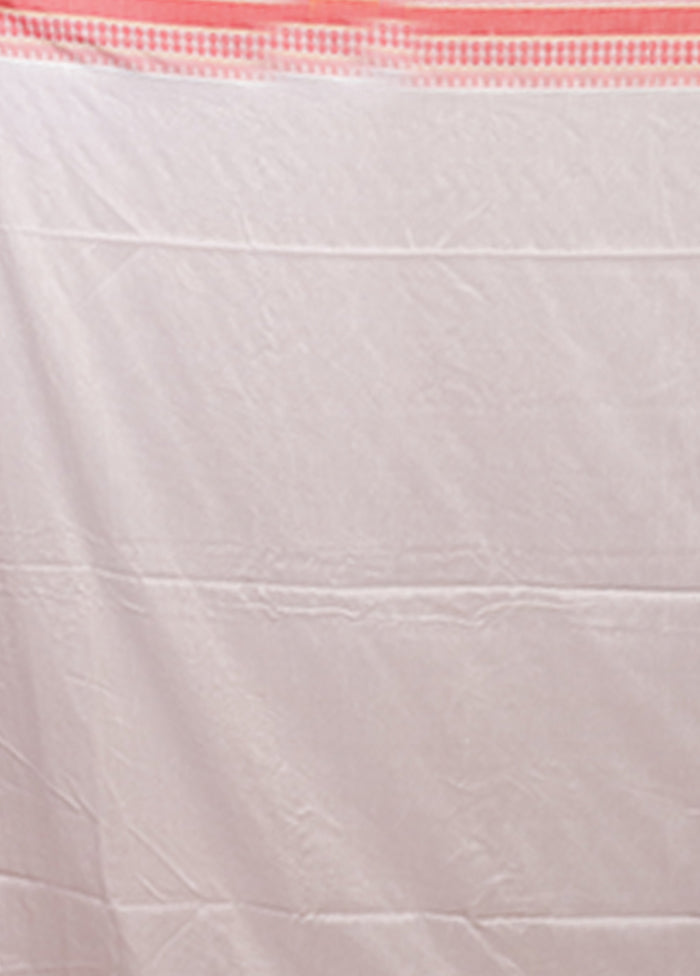 White Matka Silk Saree With Blouse Piece
