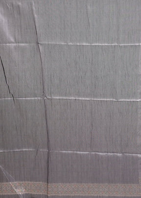 Grey Tussar Silk Saree With Blouse Piece