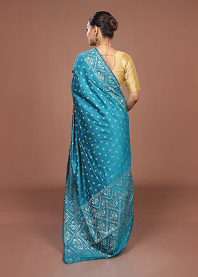 Green Dupion Silk Saree With Blouse Piece
