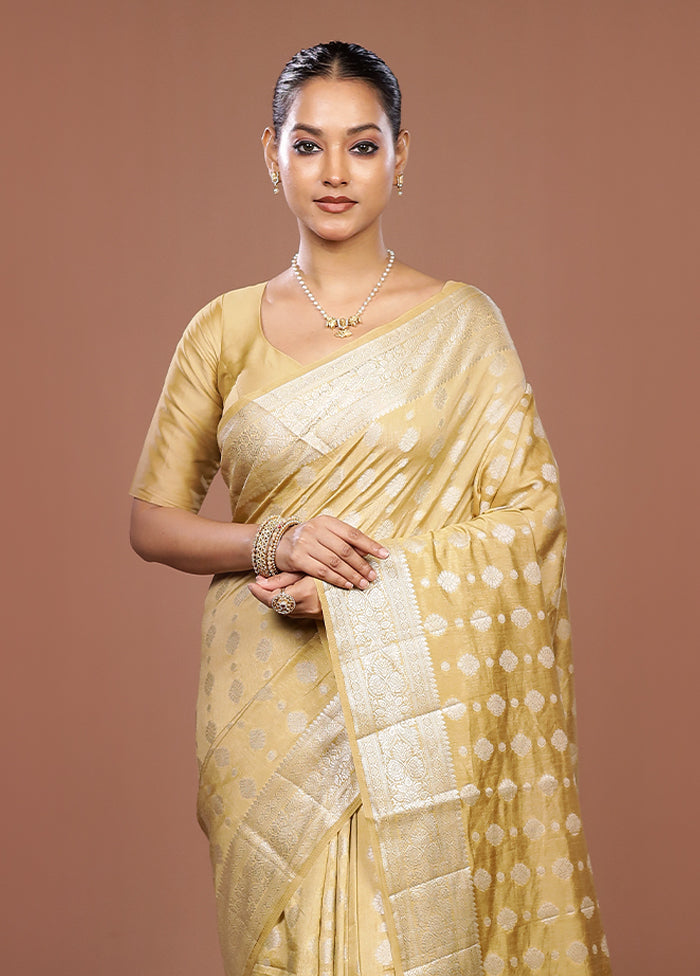 Cream Dupion Silk Saree With Blouse Piece