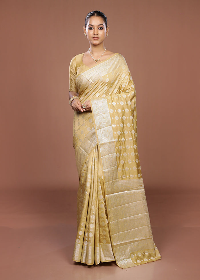 Cream Dupion Silk Saree With Blouse Piece