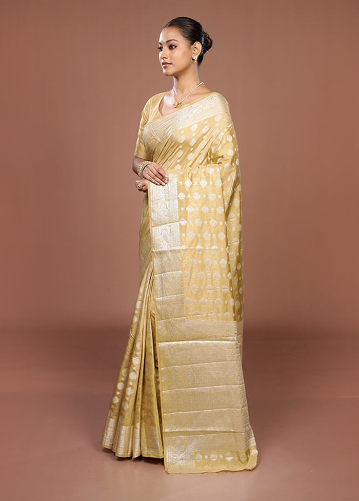 Cream Dupion Silk Saree With Blouse Piece