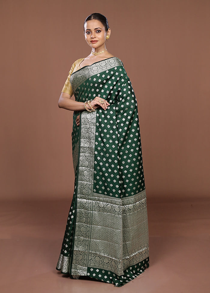 Green Dupion Silk Saree With Blouse Piece
