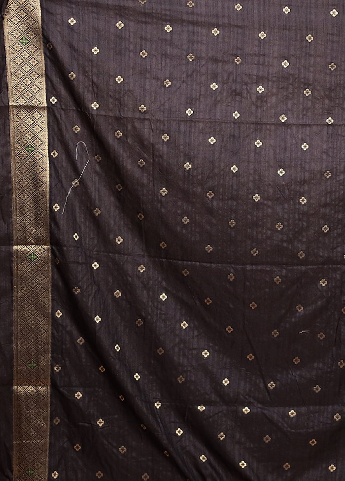 Black Dupion Silk Saree With Blouse Piece