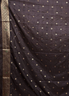 Black Dupion Silk Saree With Blouse Piece