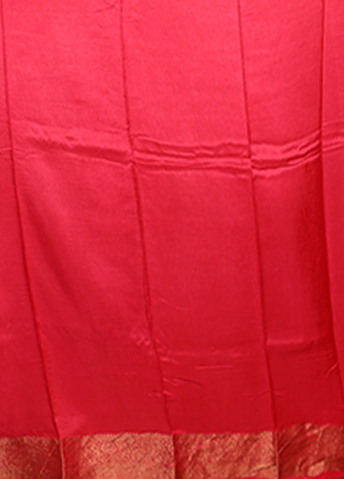 Pink Chanderi Silk Saree With Blouse Piece