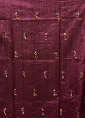Purple Tussar Silk Saree With Blouse Piece