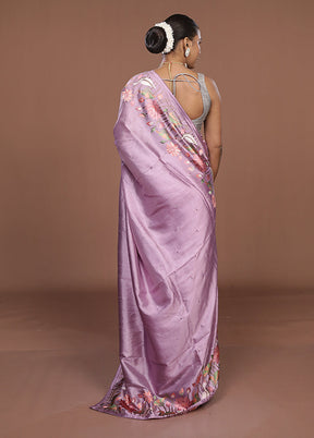 Purple Dupion Silk Saree With Blouse Piece