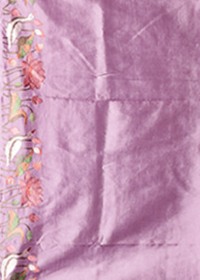 Purple Dupion Silk Saree With Blouse Piece