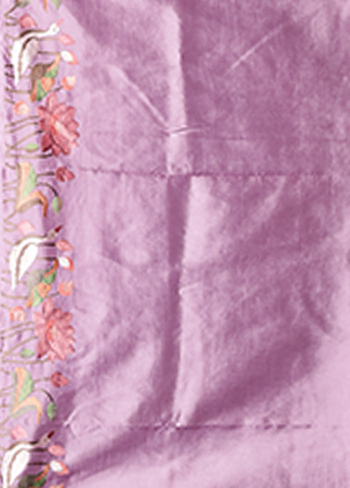 Purple Dupion Silk Saree With Blouse Piece