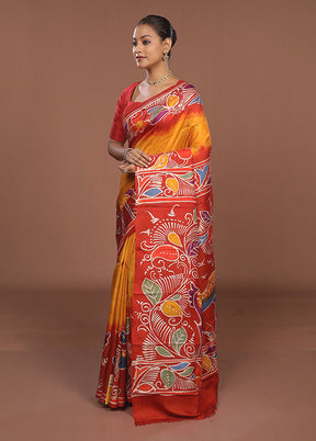Multicolor Printed Pure Silk Saree Without Blouse Piece