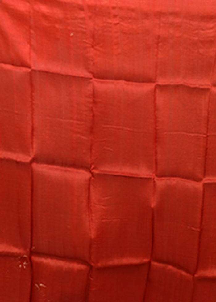 Red Printed Pure Silk Saree Without Blouse Piece