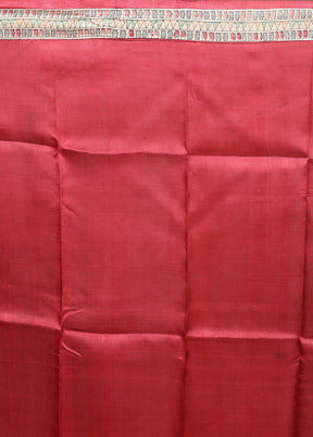 Red Printed Pure Silk Saree Without Blouse Piece