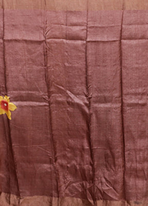 Multicolor Handloom Tussar Pure Silk Saree With Blouse Piece