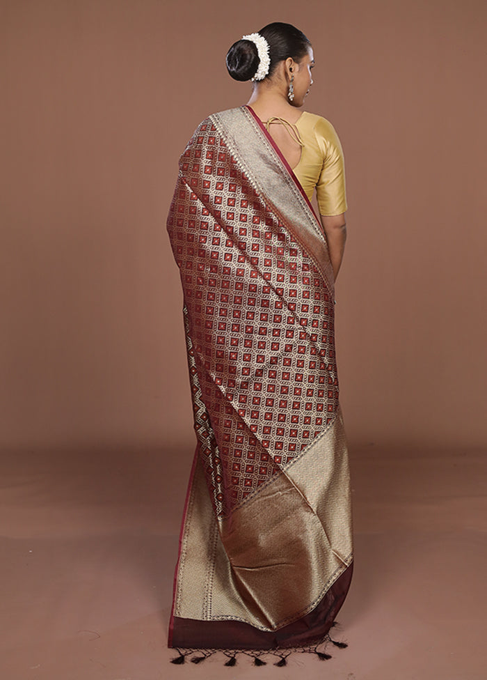 Brown Kora Silk Saree With Blouse Piece