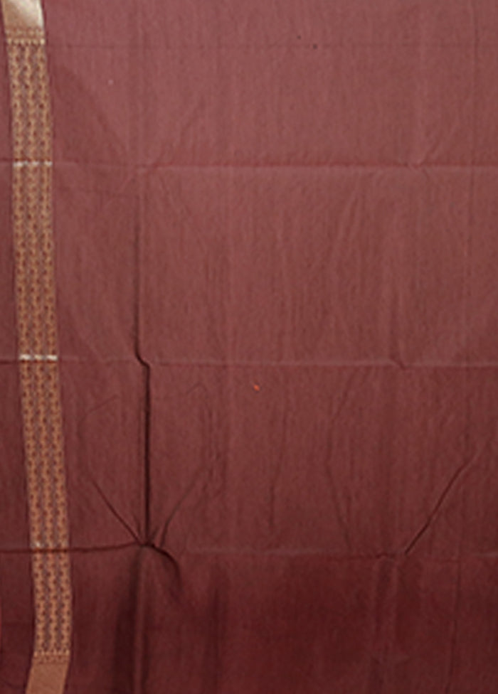 Brown Kora Silk Saree With Blouse Piece