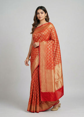 Pink Kora Silk Saree With Blouse Piece