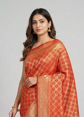Pink Kora Silk Saree With Blouse Piece