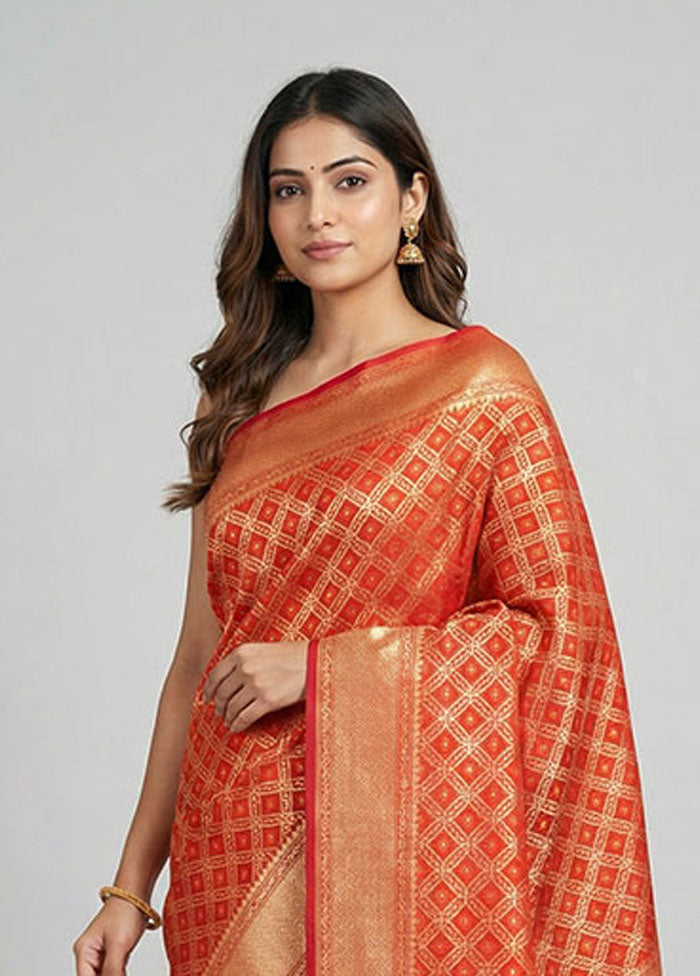 Pink Kora Silk Saree With Blouse Piece