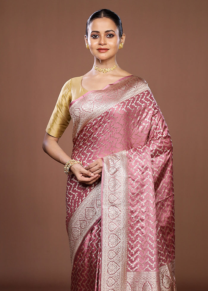 Pink Dupion Silk Saree With Blouse Piece
