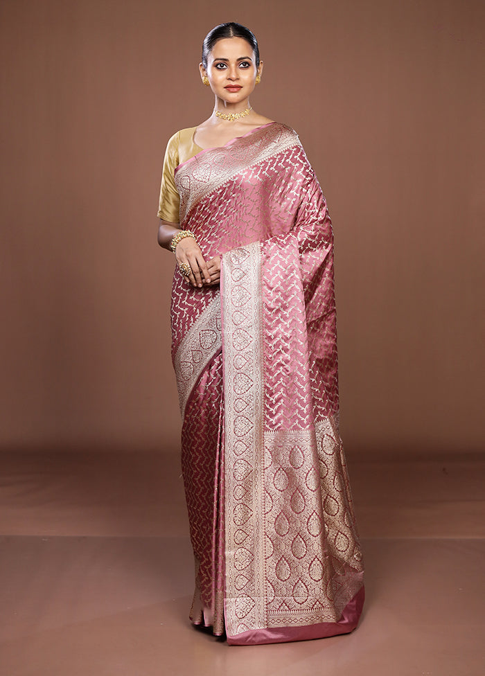 Pink Dupion Silk Saree With Blouse Piece
