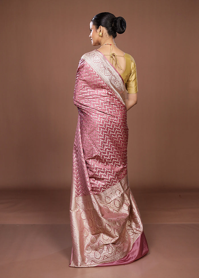 Pink Dupion Silk Saree With Blouse Piece