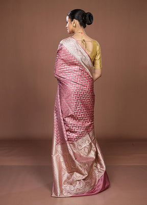 Pink Dupion Silk Saree With Blouse Piece