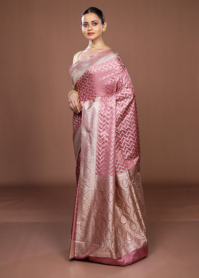 Pink Dupion Silk Saree With Blouse Piece