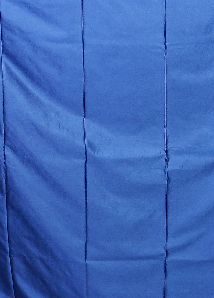 Blue Dupion Silk Saree With Blouse Piece