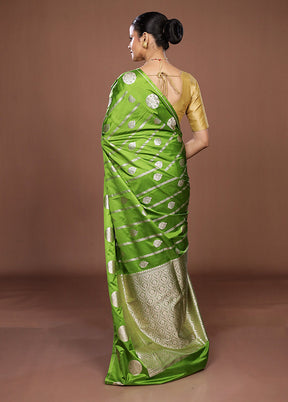 Green Dupion Silk Saree With Blouse Piece