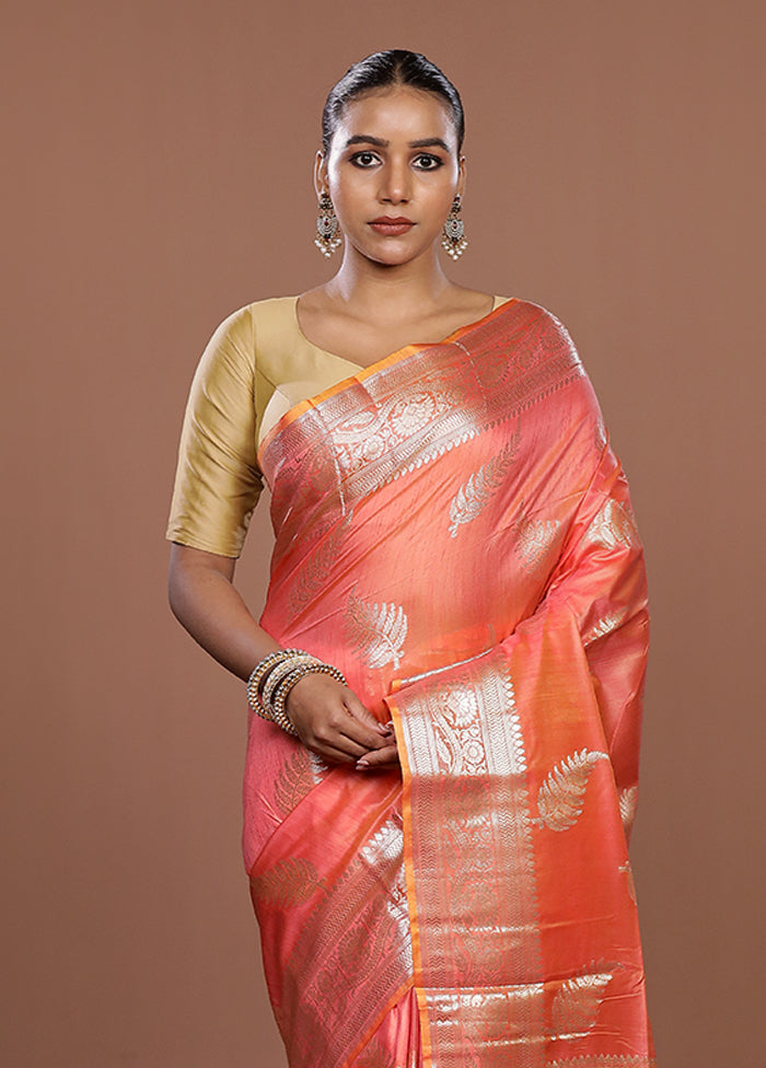 Pink Dupion Silk Saree With Blouse Piece