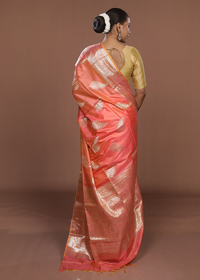 Pink Dupion Silk Saree With Blouse Piece