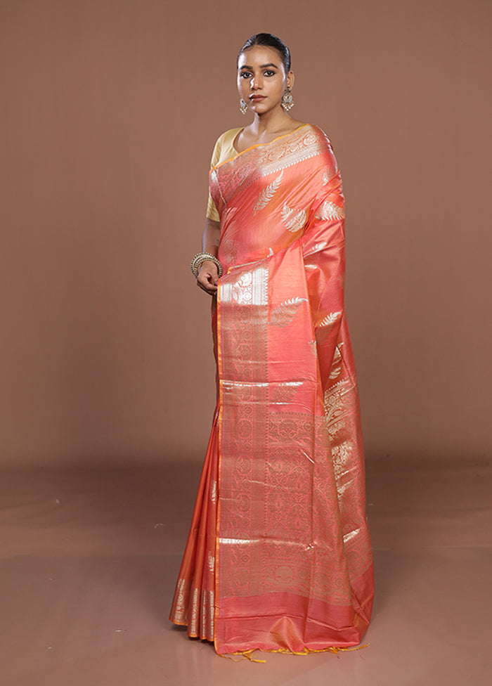 Pink Dupion Silk Saree With Blouse Piece