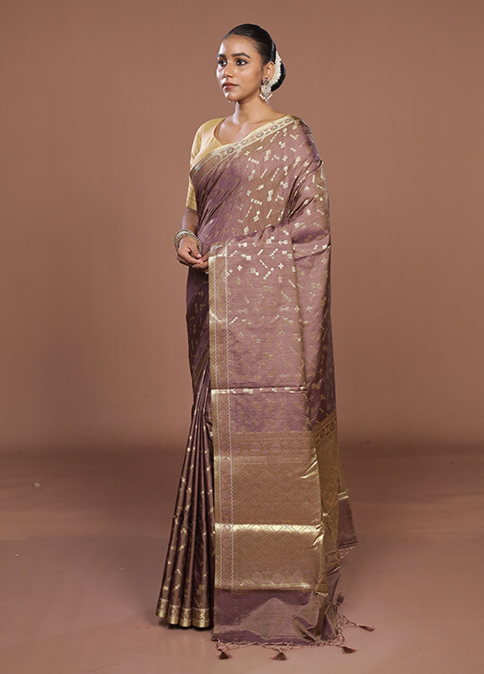 Grey Dupion Silk Saree With Blouse Piece