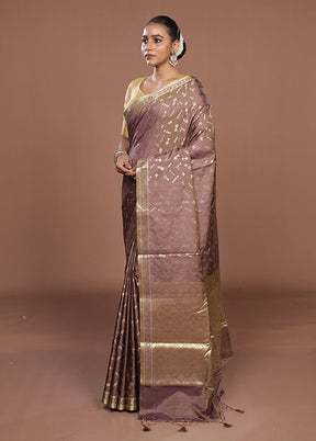 Grey Dupion Silk Saree With Blouse Piece