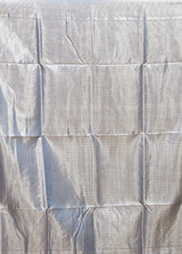 Blue Dupion Silk Saree With Blouse Piece